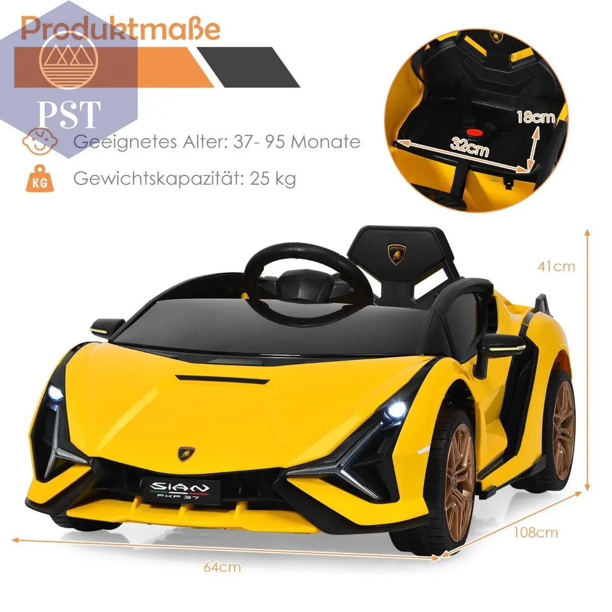 12V Kinderauto Sportwagen - Elektrofahrzeug fur Kinder PST PS Tradings Spielzeug PST PS Tradings PST PS Tradings 12V Kinderauto Sportwagen - Elektrofahrzeug fur Kinder Spielzeug