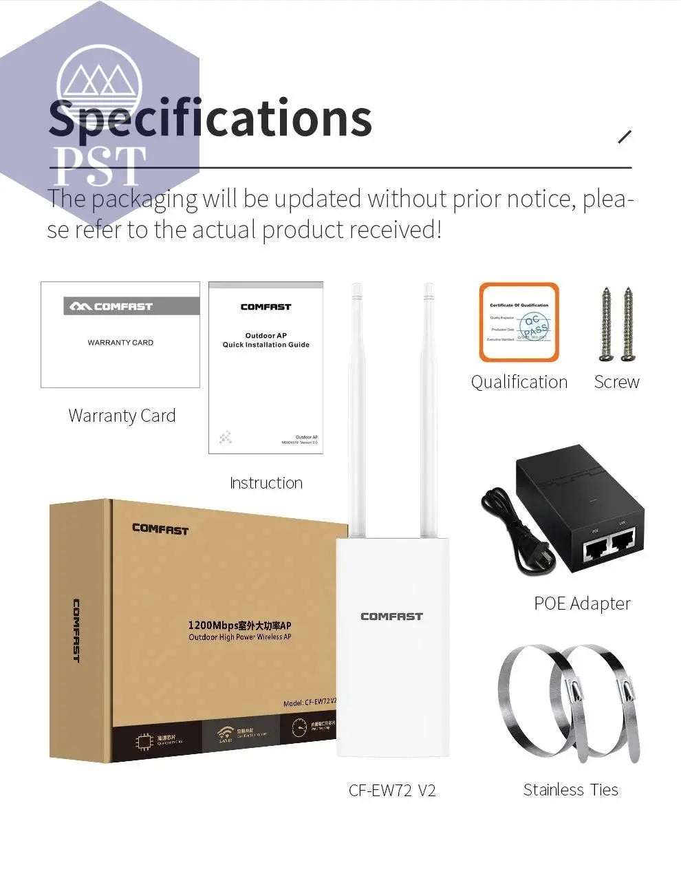 Comfast 300Mbps-1200Mbps Wireless Wifi Repeater Outdoor 2.4&5.8Ghz High Power Waterproof Street Extender Wifi Router Antenna AP PST PS Tradings PST PS Tradings PST PS Tradings