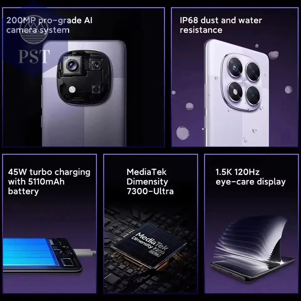 Global Version Redmi Note 14 Pro 5G Smartphone 5G 200MP Pro-Grade AI Camera System IP68 1.5K 120Hz 6,7" Mobile Xiaomi Telefon PST PS Tradings PST PS Tradings PST PS Tradings