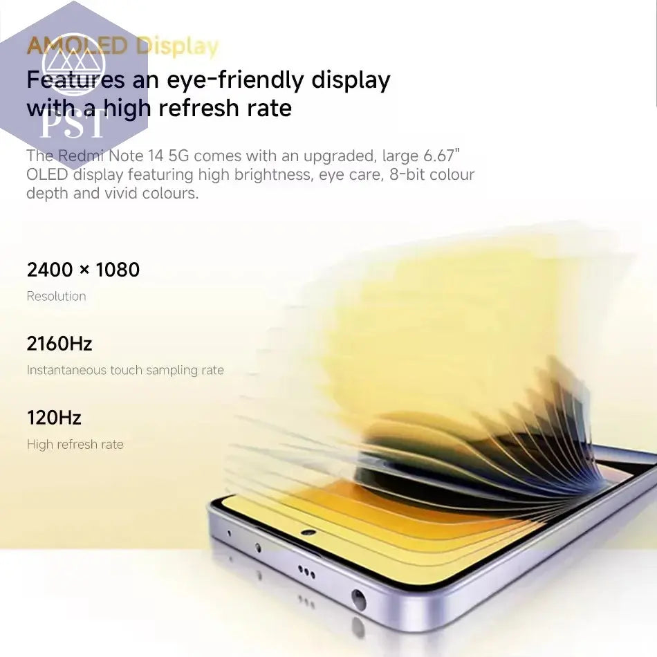 Globale Version Xiaomi Redmi Note 14 5G Smartphone Nfc Mtk Dimentity 7025-Ultra 108Mp Kamera 5110Mah Akku 45W Schnelle Aufladung PST PS Tradings PST PS Tradings PST PS Tradings