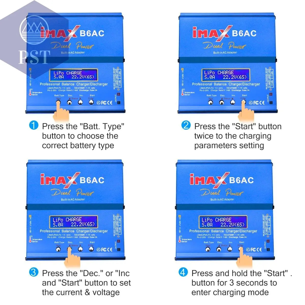 HTRC iMAX B6AC 80W 6A Lipo Charger Balancer For Nimh Nicd Lipo LiFe Li-ion Pb Battery LCD Screen Display RC Charger Discharge PST PS Tradings