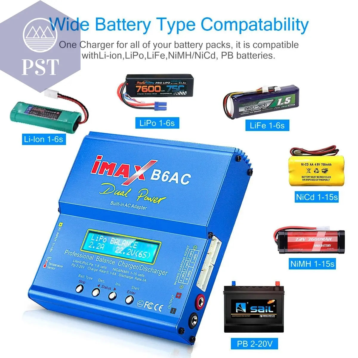 HTRC iMAX B6AC 80W 6A Lipo Charger Balancer For Nimh Nicd Lipo LiFe Li-ion Pb Battery LCD Screen Display RC Charger Discharge PST PS Tradings