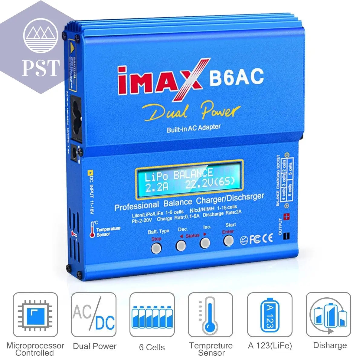HTRC iMAX B6AC 80W 6A Lipo Charger Balancer For Nimh Nicd Lipo LiFe Li-ion Pb Battery LCD Screen Display RC Charger Discharge PST PS Tradings