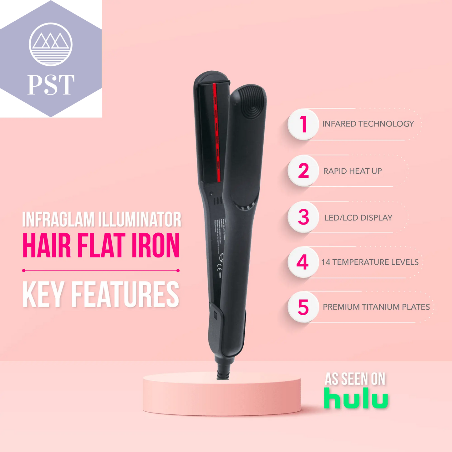 InfraGlam Hair Illuminator Iron PST PS Tradings Hair Styler Glätteisen PST PS Tradings PST PS Tradings InfraGlam Hair Illuminator Iron Hair Styler Glätteisen