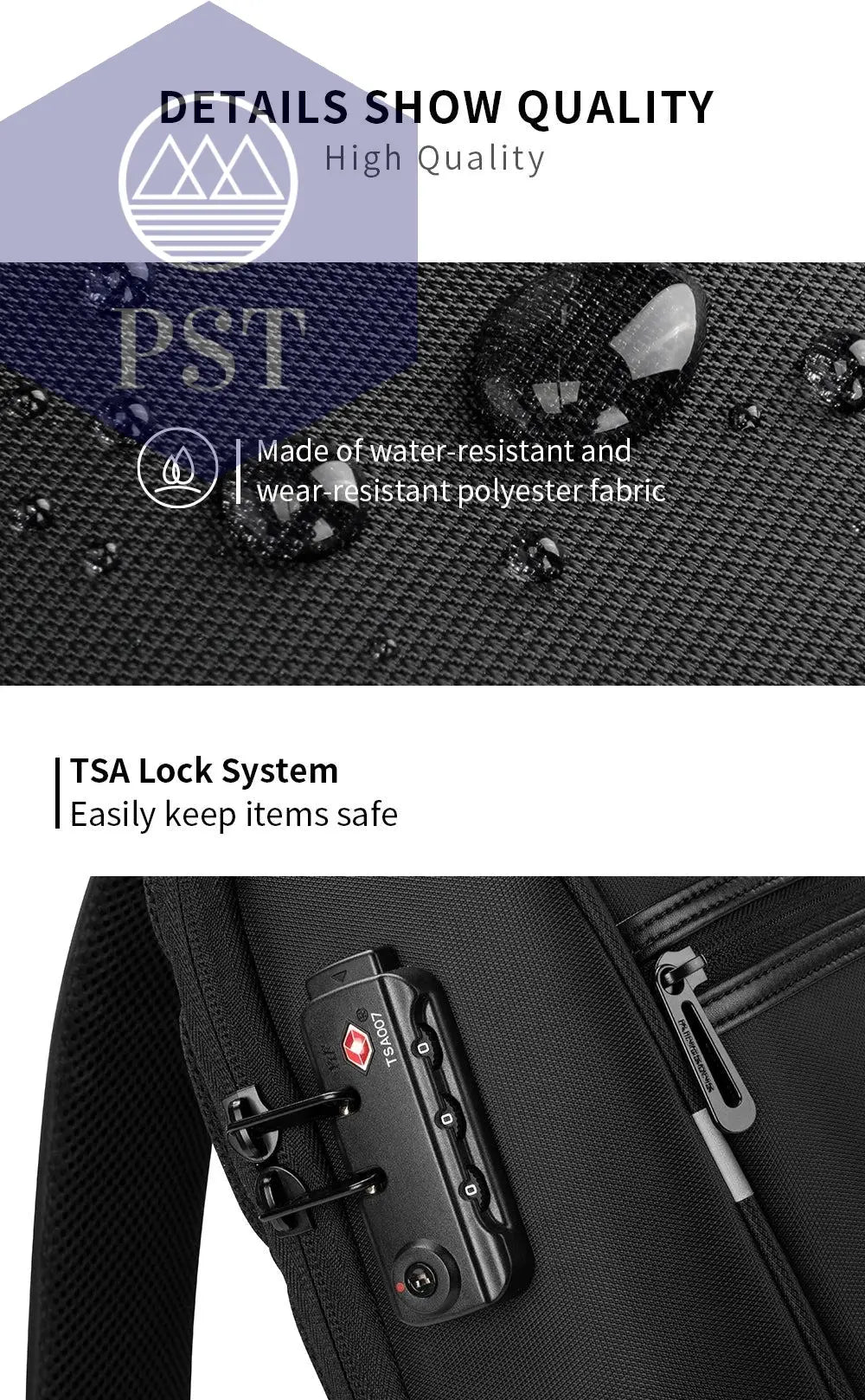 Kingsons/Vgoal Anti-theft Waterproof Single Shoulder Backpack For Men Laptop 14/13.3 inch W/ USB Charging Port&TSA Customs Lock - PST PS Tradings