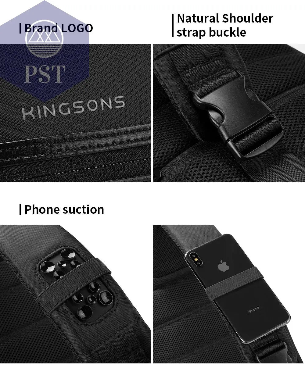 Kingsons/Vgoal Anti-theft Waterproof Single Shoulder Backpack For Men Laptop 14/13.3 inch W/ USB Charging Port&TSA Customs Lock - PST PS Tradings