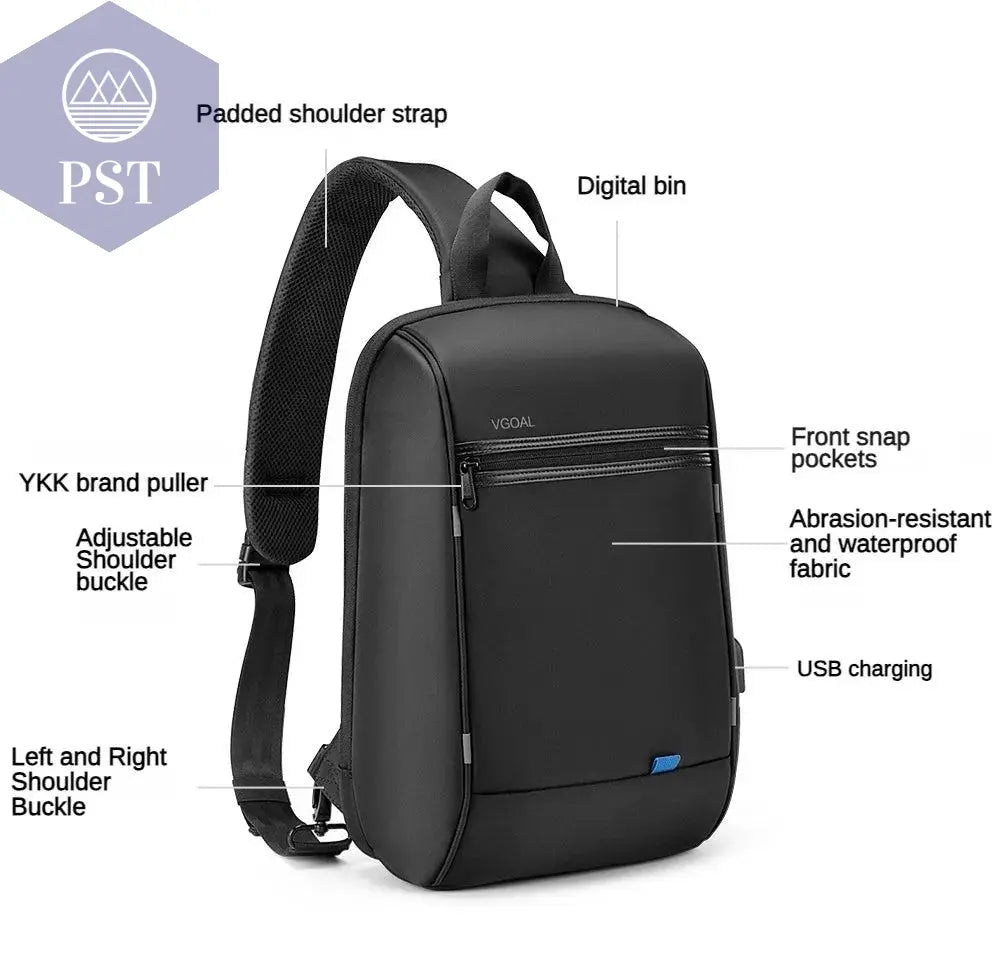Kingsons/Vgoal Anti-theft Waterproof Single Shoulder Backpack For Men Laptop 14/13.3 inch W/ USB Charging Port&TSA Customs Lock - PST PS Tradings