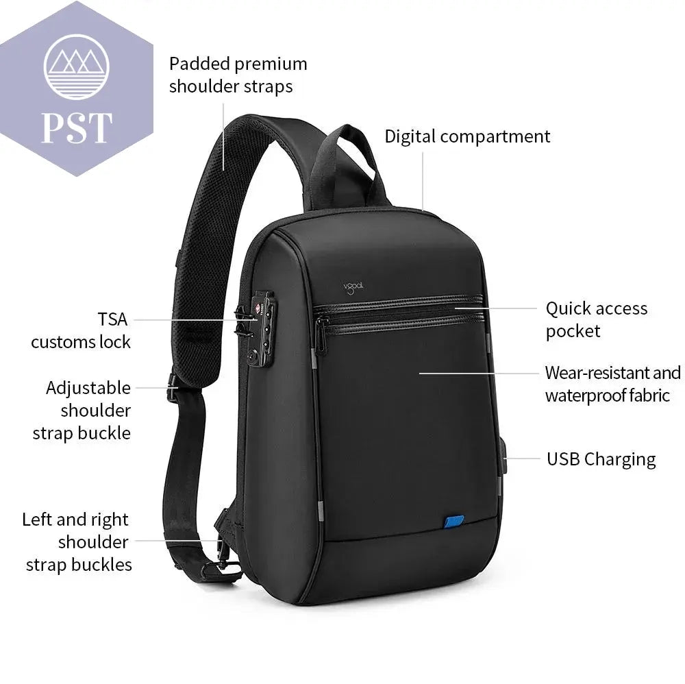 Kingsons/Vgoal Anti-theft Waterproof Single Shoulder Backpack For Men Laptop 14/13.3 inch W/ USB Charging Port&TSA Customs Lock - PST PS Tradings