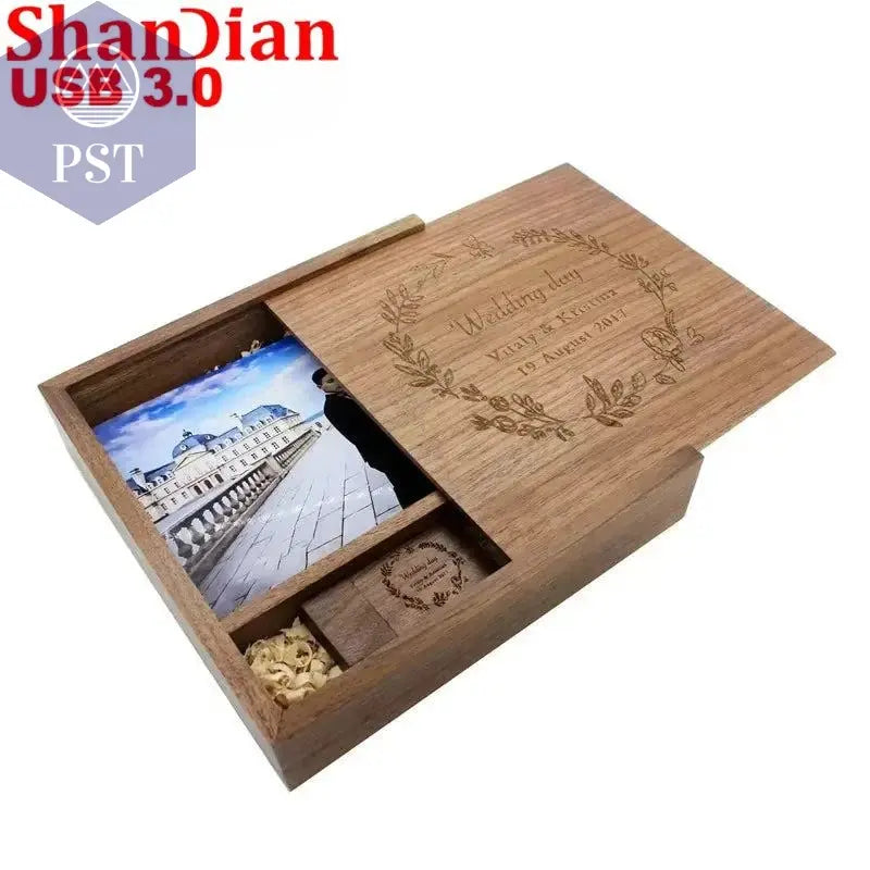 SHANDIAN Wood Album Style High Speed USB 3.0 4GB 8GB 16GB Fashion Gift 32GB 64GB USB+BOX Wedding Photography Free Custom LOGO - PST PS Tradings