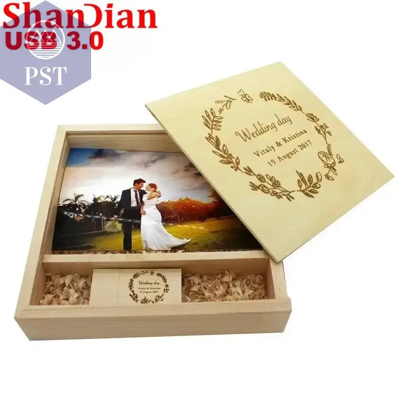 SHANDIAN Wood Album Style High Speed USB 3.0 4GB 8GB 16GB Fashion Gift 32GB 64GB USB+BOX Wedding Photography Free Custom LOGO - PST PS Tradings