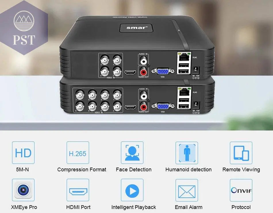 Smar 5 in 1 CCTV Mini DVR TVI CVI AHD CVBS IP Camera Digital Video Recorder 4CH 8CH 5M-N AHD DVR 5MP NVR Security System Onvif PST PS Tradings PST PS Tradings PST PS Tradings Smar 5 in 1 CCTV Mini DVR TVI CVI AHD CVBS IP Camera Digital Video Recorder 4CH 8CH 5M-N AHD DVR 5MP NVR Security System Onvif