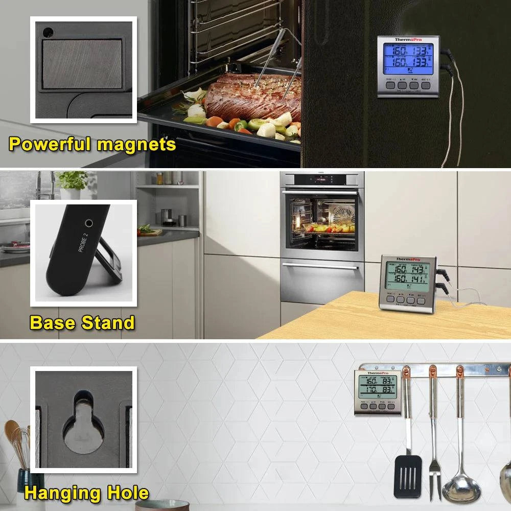 ThermoPro TP17 Dual Probes Digital Outdoor Meat Thermometer Cooking BBQ Oven Thermometer with Big LCD Screen For Kitchen PST PS Tradings