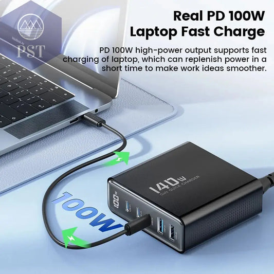 Toocki 140W GaN USB Charger 5in1 Desktop Fast Charge PST PS Tradings Toocki 140W GaN USB Charger 5in1 Desktop Fast Charge