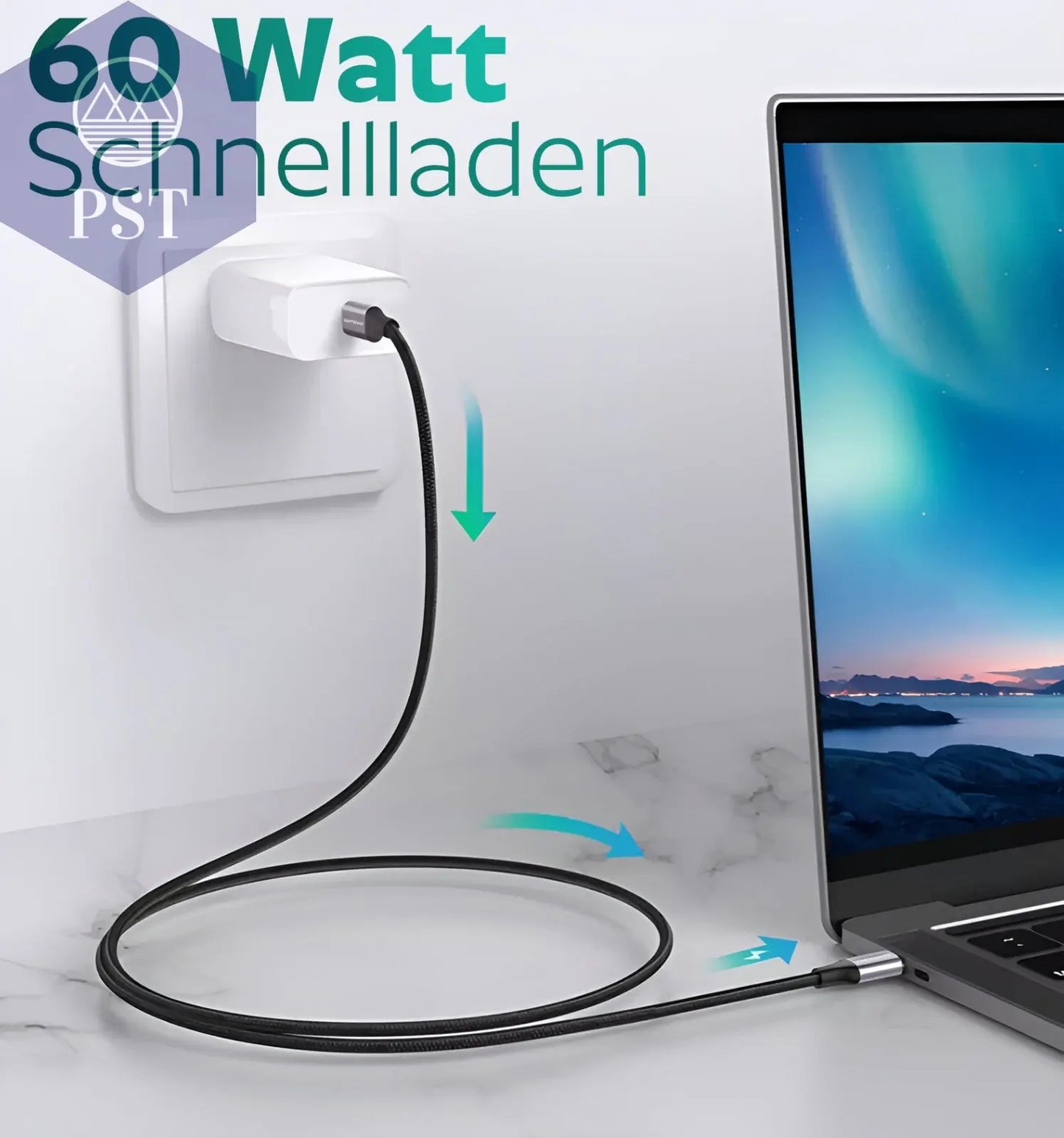 USB-C Ladekabel 1M 2M 3M Kabel 60W Schnellladekal USB C zu USB C PST PS Tradings PST PS Tradings PST PS Tradings