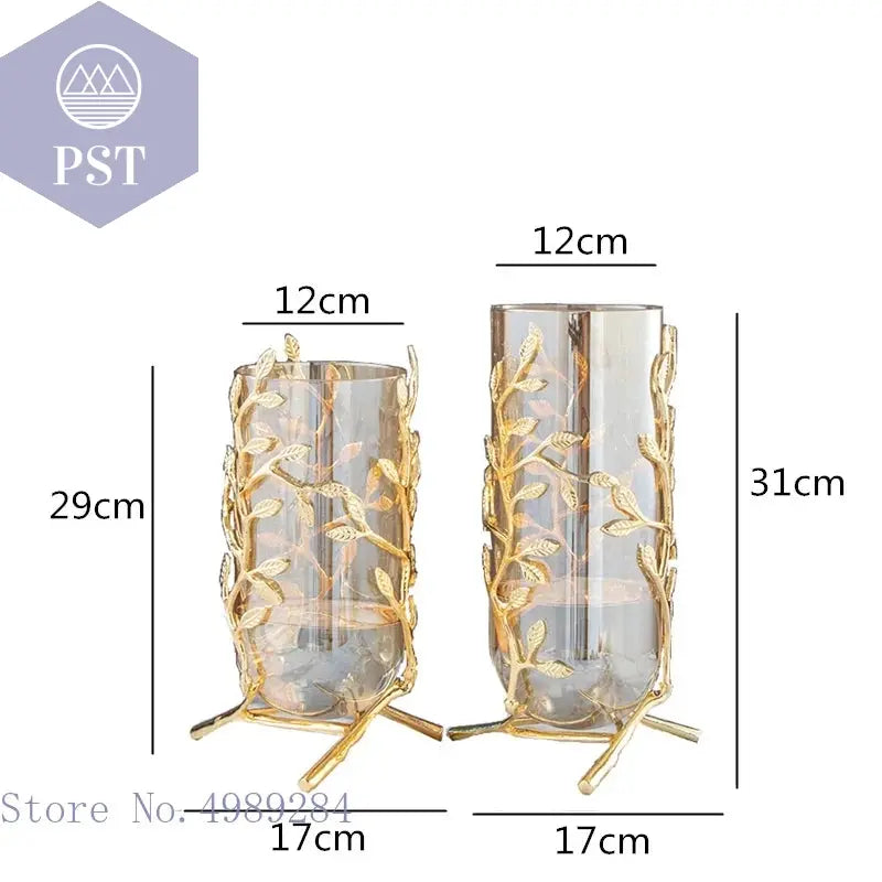 Vase golden Glas Metall Tulpenvase Moderner Stil PST PS Tradings Deko PST PS Tradings PST PS Tradings Vase golden Glas Metall Tulpenvase Moderner Stil Deko