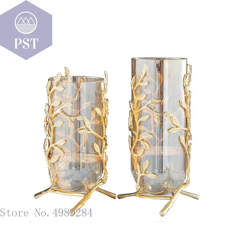 Vase golden Glas Metall Tulpenvase Moderner Stil PST PS Tradings Deko PST PS Tradings PST PS Tradings Vase golden Glas Metall Tulpenvase Moderner Stil Deko