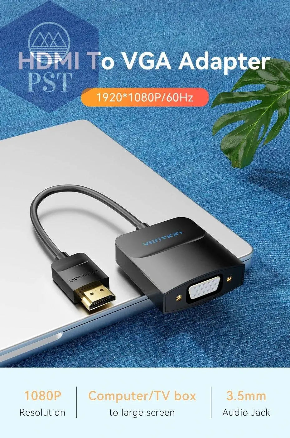 Vention HDMI to VGA Adapter HDMI Male to VGA Felame HD 1080P Audio Cable Converter With 3.5 Jack for PS4 Laptop PC Box Projector PST PS Tradings PST PS Tradings PST PS Tradings Vention HDMI to VGA Adapter HDMI Male to VGA Felame HD 1080P Audio Cable Converter With 3.5 Jack for PS4 Laptop PC Box Projector