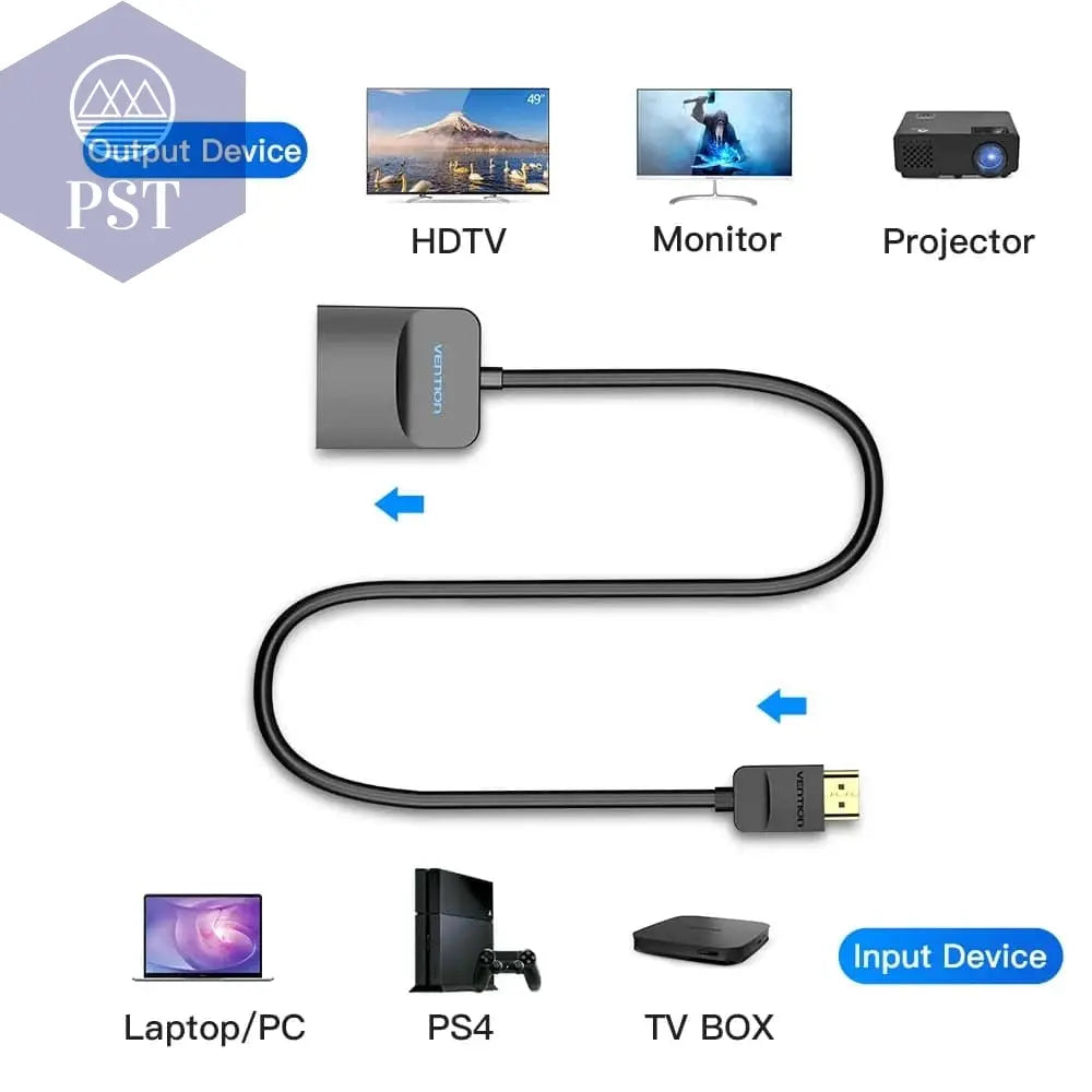 Vention HDMI to VGA Adapter HDMI Male to VGA Felame HD 1080P Audio Cable Converter With 3.5 Jack for PS4 Laptop PC Box Projector PST PS Tradings PST PS Tradings PST PS Tradings Vention HDMI to VGA Adapter HDMI Male to VGA Felame HD 1080P Audio Cable Converter With 3.5 Jack for PS4 Laptop PC Box Projector