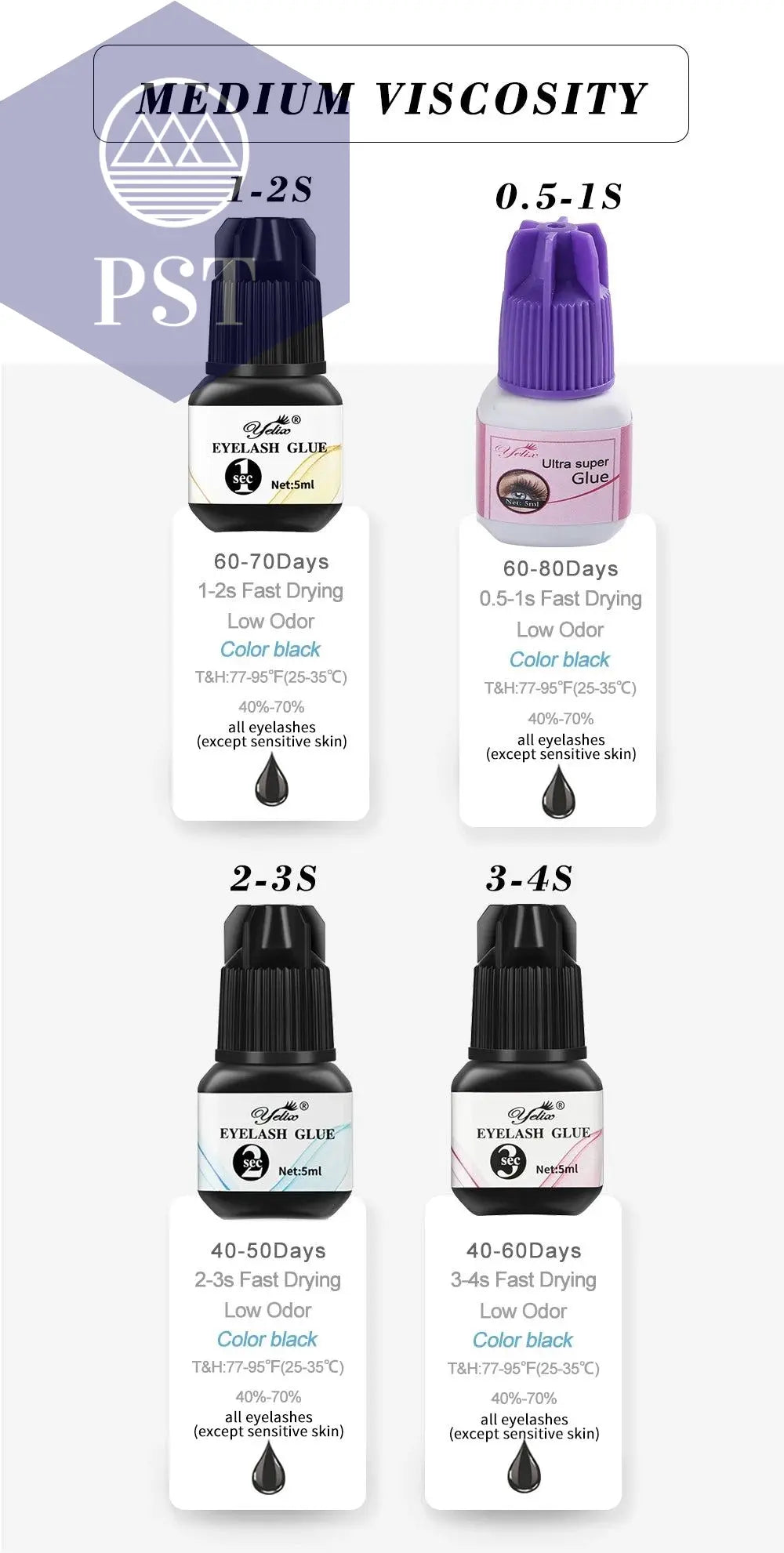 Yelix Eyelash Extension Glue 0.5-1 Sec Fast Dry Individual Lashes Glue Sensitive Eye Eyelash Glue Wholesale Customization PST PS Tradings PST PS Tradings PST PS Tradings