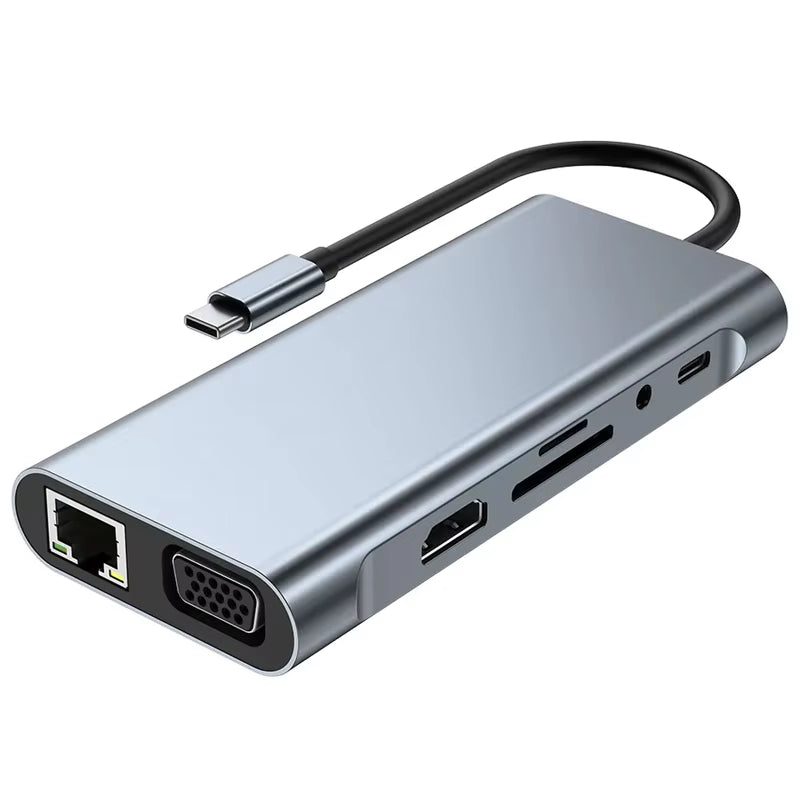 11-In-1 Typ-C-Usb Hub-Multi-Port-Laptop-Docking Station Typ C Bis 4K Hdmi-Usb-Pc-Adapter Für 100M Gigabit-Nic-Adapter