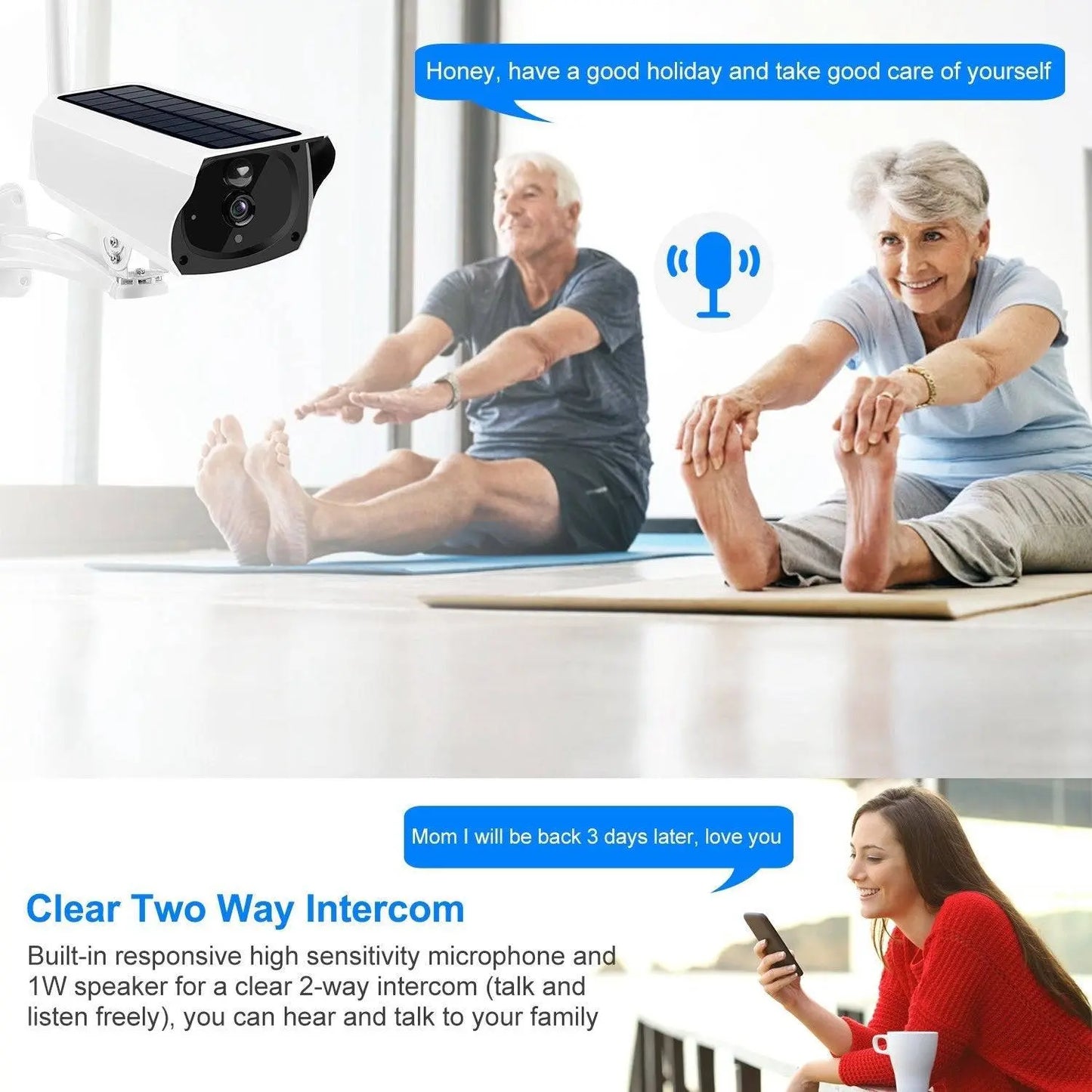 1080P Solar Powered WiFi IP Camera Two-Way Intercom Security Surveillance Camera - Property & Safety Tradings