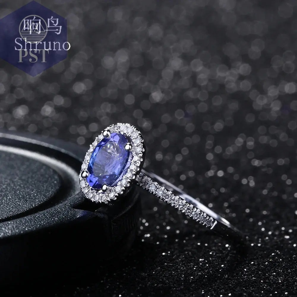 14K Weißgold Ring mit echtem Tansanit & Diamanten PST PS Tradings  PST PS Tradings  PST PS Tradings 14K Weißgold Ring mit echtem Tansanit & Diamanten