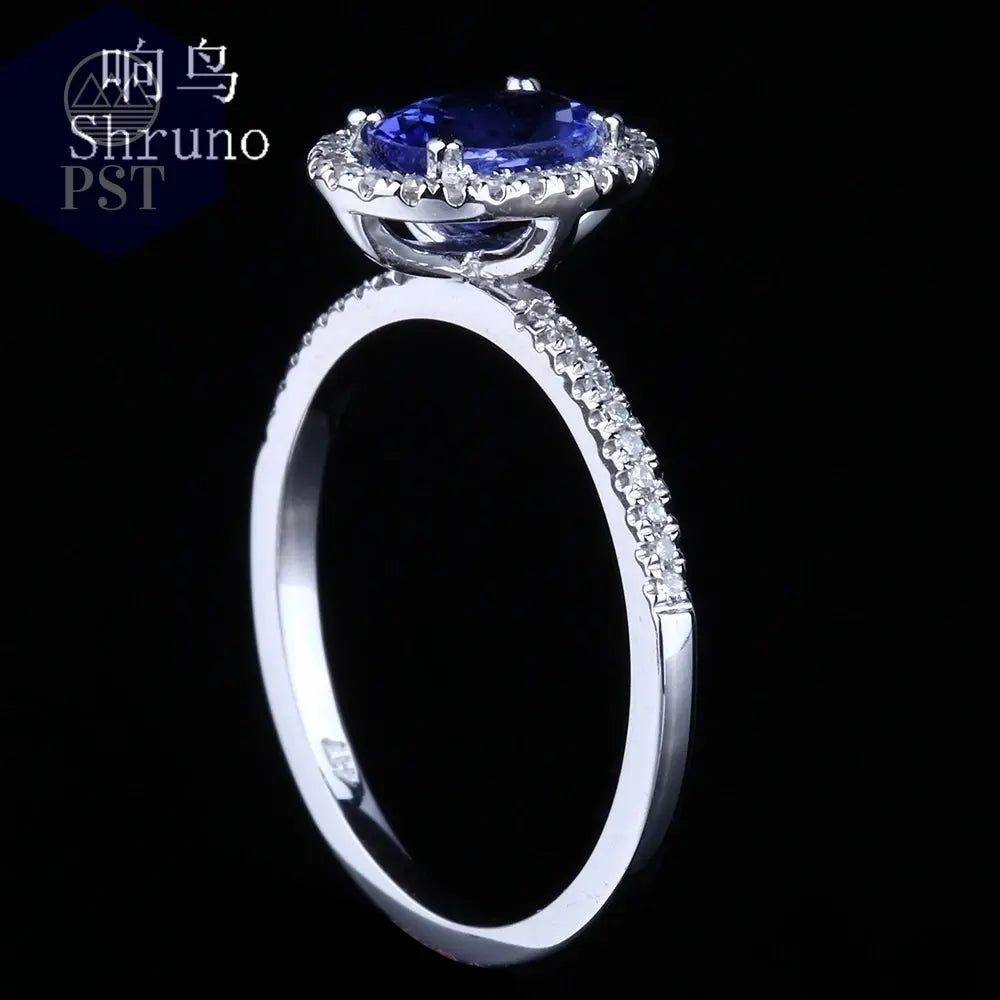 14K Weißgold Ring mit echtem Tansanit & Diamanten PST PS Tradings  PST PS Tradings  PST PS Tradings 14K Weißgold Ring mit echtem Tansanit & Diamanten