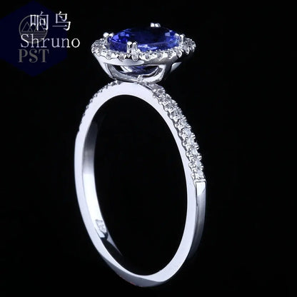 14K Weißgold Ring mit echtem Tansanit & Diamanten PST PS Tradings  PST PS Tradings  PST PS Tradings 14K Weißgold Ring mit echtem Tansanit & Diamanten