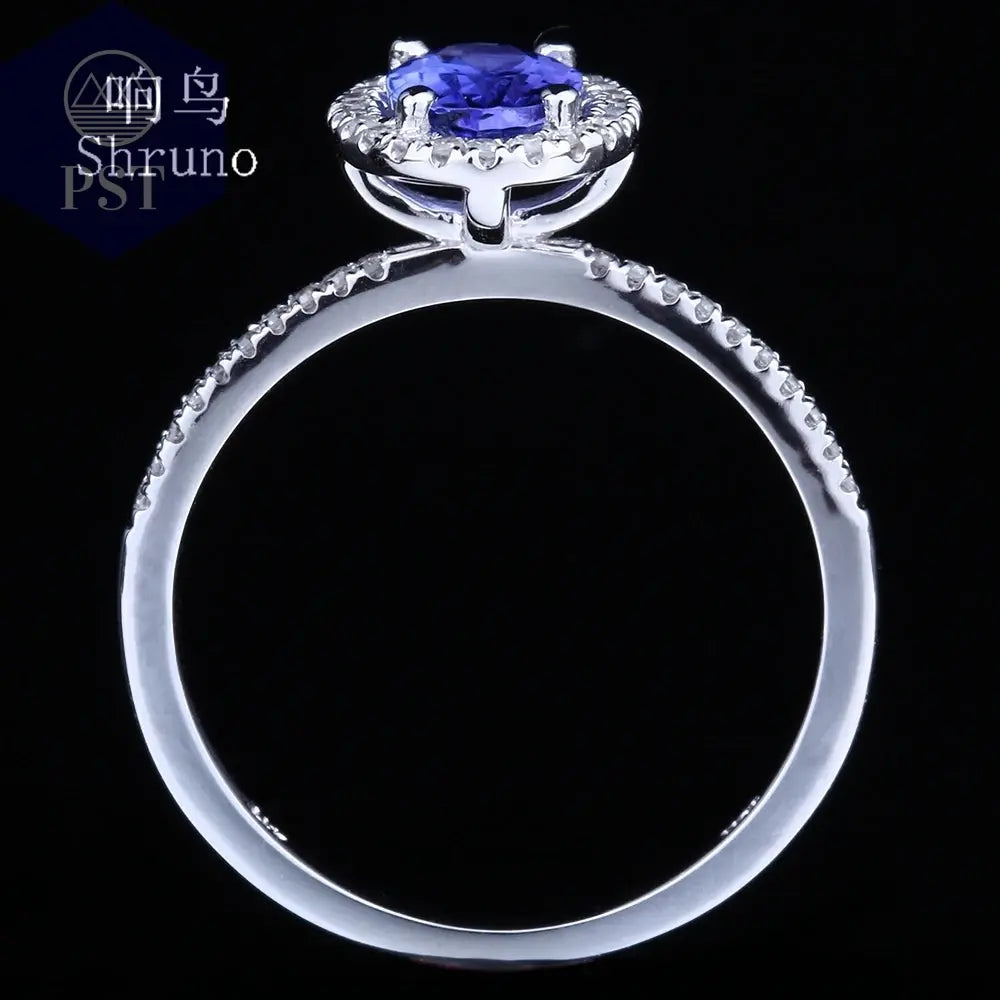14K Weißgold Ring mit echtem Tansanit & Diamanten PST PS Tradings  PST PS Tradings  PST PS Tradings 14K Weißgold Ring mit echtem Tansanit & Diamanten