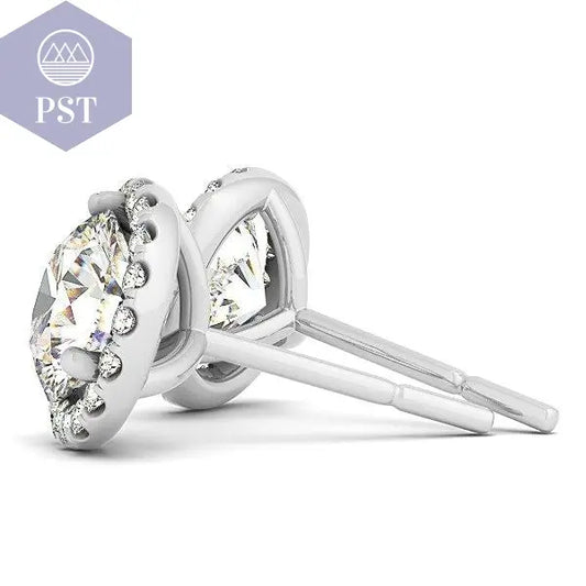 14k White Gold Round Prong Halo Style Earrings (1 cttw)  schmuck     PST PS Tradings