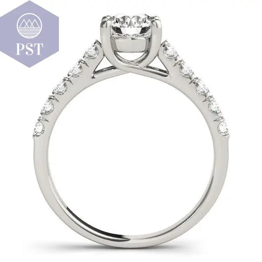 14k White Gold Round Trellis Setting Diamond Engagement Ring (1 cttw)  Ring Schmuck     PST PS Tradings