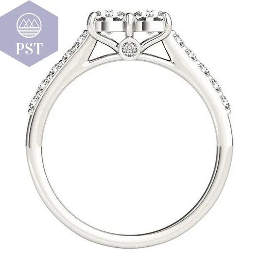 14k White Gold Round Two Stone Diamond Ring (3/4 cttw) PST PS Tradings Diamantring PST PS Tradings  PST PS Tradings