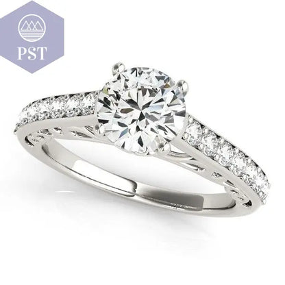 14k White Gold Unique Detailing Diamond Engagement Ring (1 1/3 cttw) PST PS Tradings Diamantring PST PS Tradings  PST PS Tradings