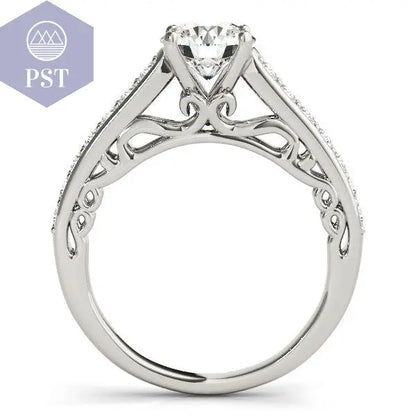 14k White Gold Unique Detailing Diamond Engagement Ring (1 1/3 cttw) PST PS Tradings Diamantring PST PS Tradings  PST PS Tradings