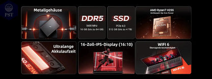 16 Zoll Laptop ACEMAGIC ‎RX16 Ryzen 7 16GB DDR5 PST PS Tradings Laptop Laptop 16 Zoll Laptop ACEMAGIC ‎RX16 Ryzen 7 16GB DDR5