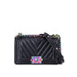 Leather one-shoulder diagonal colorful chain bag