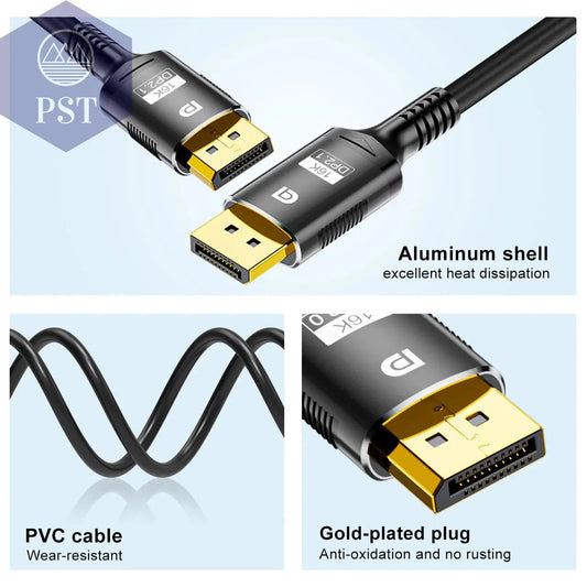 16K DP 2.1 8K@120Hz 4K@240Hz 80Gbps HDR Video Audio Displayport Kabel Display Port für Laptop TV Xbox Projektor Gaming Monitor  Cable     PST PS Tradings