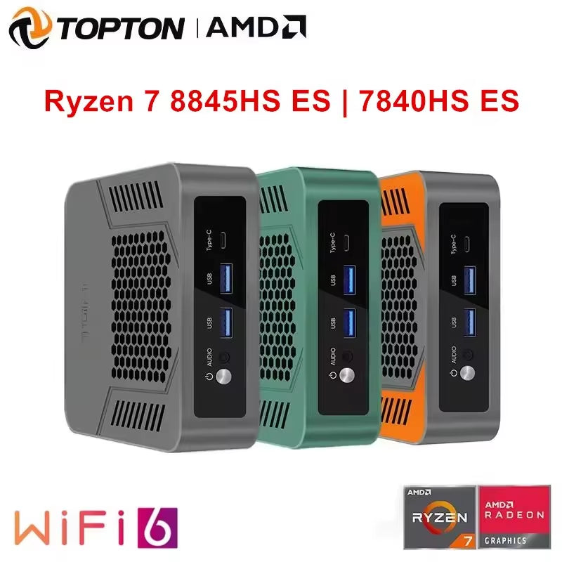 Gaming Mini PC TOPC  Ryzen 9 8945HS R7 8845HS USB4.0 Dual LAN 2Xddr5 Pcie4.0 Windows 11 Pocket Mini Computer Wifi6E