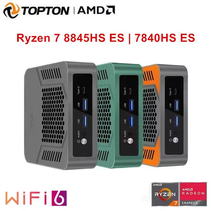 Gaming Mini PC TOPC  Ryzen 9 8945HS R7 8845HS USB4.0 Dual LAN 2Xddr5 Pcie4.0 Windows 11 Pocket Mini Computer Wifi6E