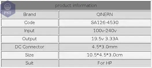 19.5V 3.33A 65W 4.5*3.0mm Laptop Charger Adapter For HP Envy 17-j010us Pavilion 15-j000 Chromebook 11 G4 G5 EE 14 G3 246 G4 248 - PST PS Tradings