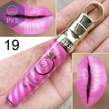 20 Colors Lipstick Waterproof Long Lasting Matte+Shimmer Mental Beauty Lip Gloss Nude Glitter Lip Gloss Beauty Sexy Lip Tint       PST PS Tradings