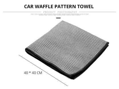 2PC Car Wash Towel Glass Cleaning Water Drying Microfiber Window Clean Wipe Auto Detailing Waffle Weave for Kitchen Bath 40*40cm - PST PS Tradings