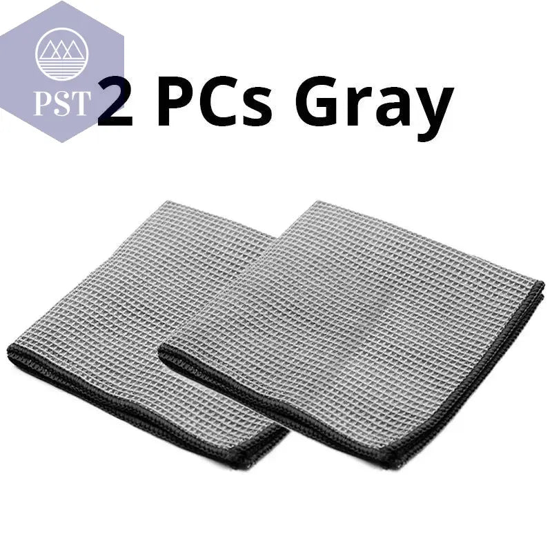 2PC Car Wash Towel Glass Cleaning Water Drying Microfiber Window Clean Wipe Auto Detailing Waffle Weave for Kitchen Bath 40*40cm - PST PS Tradings