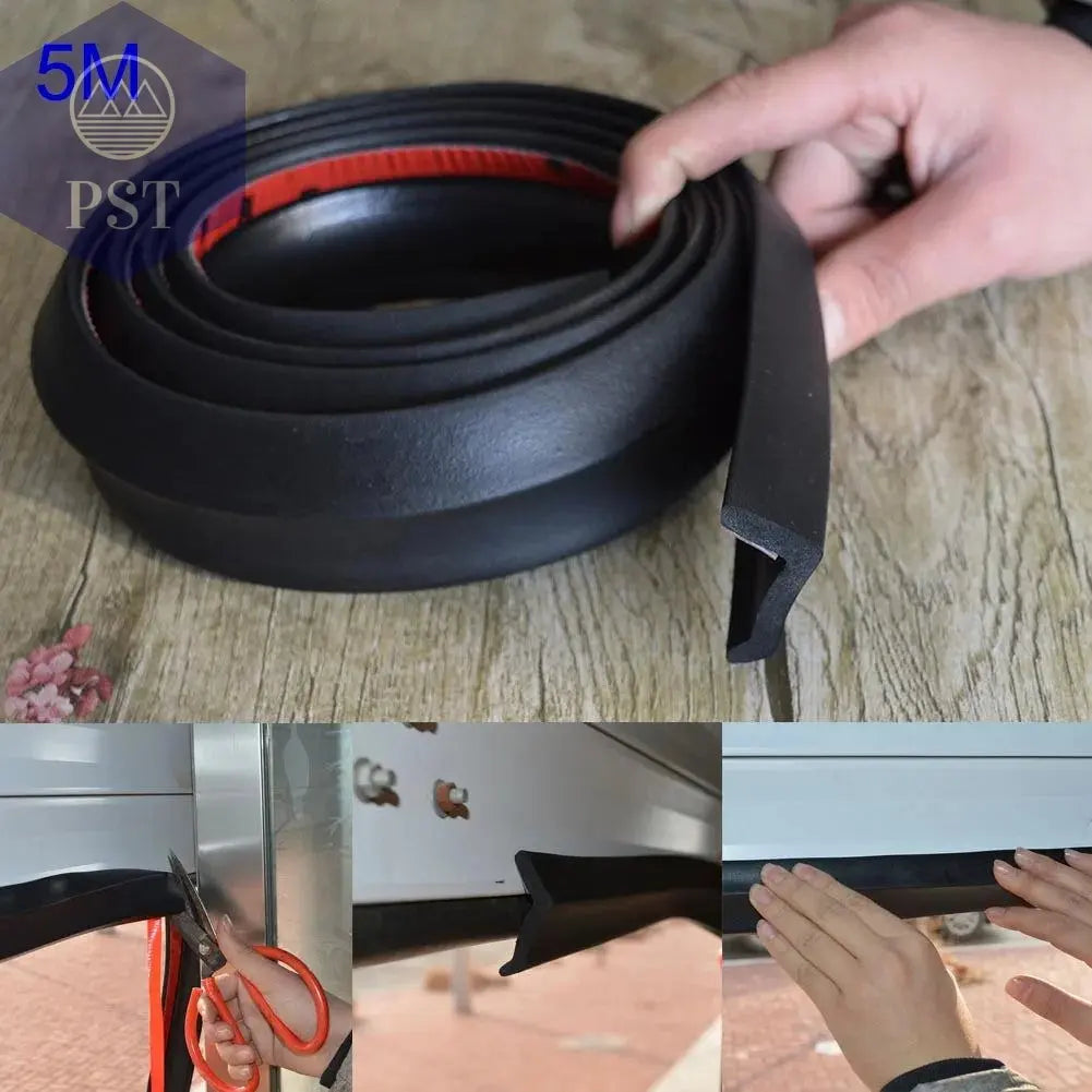 3/5m Garage Door Weather Multipurpose Home Edge Replacement Full Wrap Dustproof Portable Adhesive Seal Strip Bottom Rubber Trim - PST PS Tradings