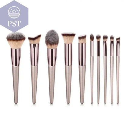 4/10pcs Champagne makeup brushes set for cosmetic foundation powder blush eyeshadow kabuki blending make up brush beauty tool - Property & Safety Tradings