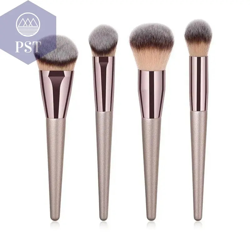 4/10pcs Champagne makeup brushes set for cosmetic foundation powder blush eyeshadow kabuki blending make up brush beauty tool - Property & Safety Tradings