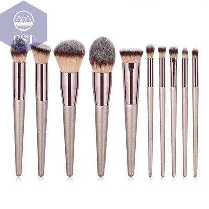 4/10pcs Champagne makeup brushes set for cosmetic foundation powder blush eyeshadow kabuki blending make up brush beauty tool - Property & Safety Tradings