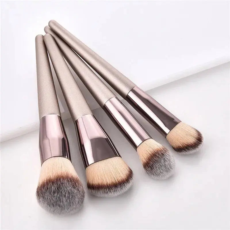 4/10pcs Champagne makeup brushes set for cosmetic foundation powder blush eyeshadow kabuki blending make up brush beauty tool - Property & Safety Tradings