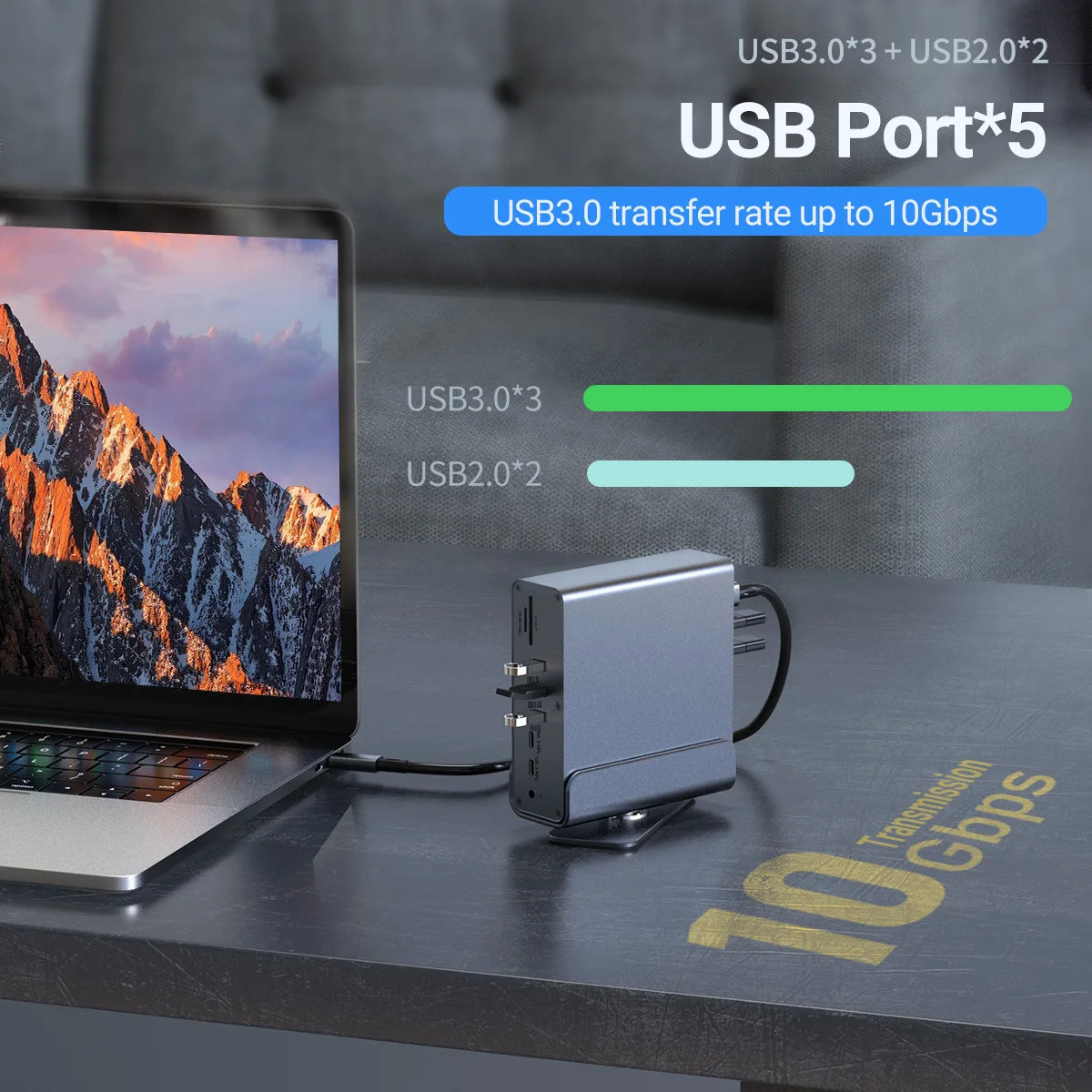 15 in 1 USB-C Docking Station 4K HD Vertical Hub with Triple Monitor ,RJ45 1000M,USB 3.0/2.0,PD 3.0,Sd/Tf,Audio 3.5