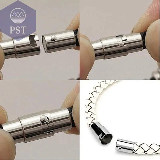 5Pcs 3/4/5/6/7/8/9/10MM Leather Cord End Cap/ Magnetic Clasp With Locking Mechanism,Connector For Bracelet Necklace Making - PST PS Tradings